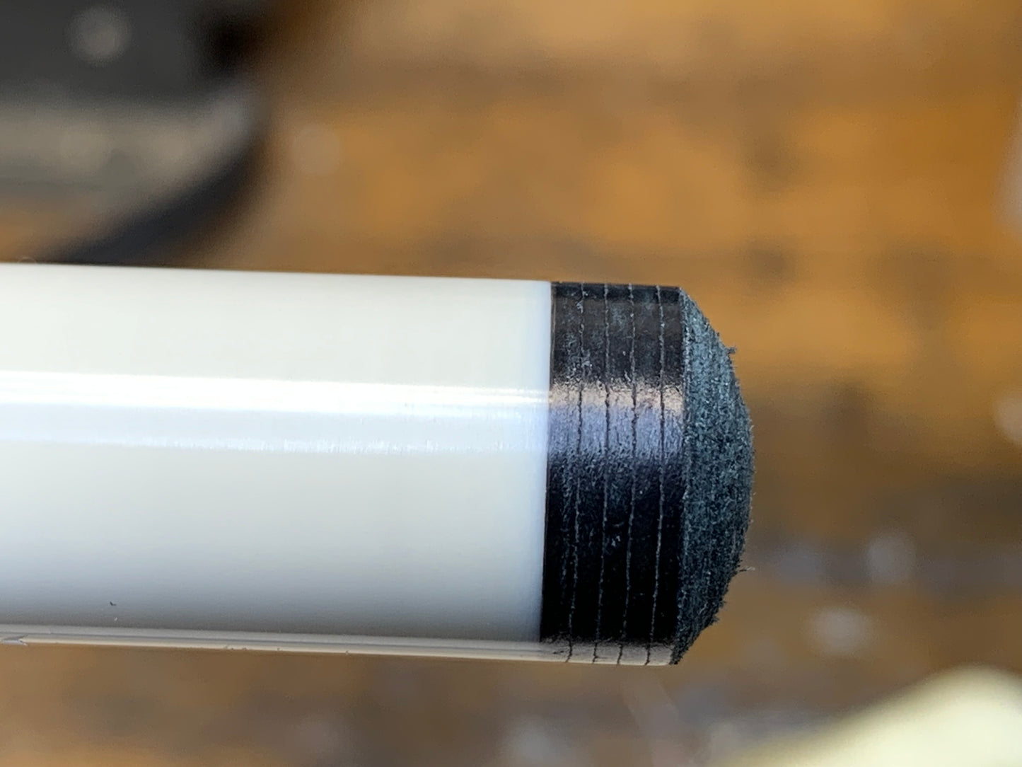 Pool Cue shown with a black Endurance Tip 14mm