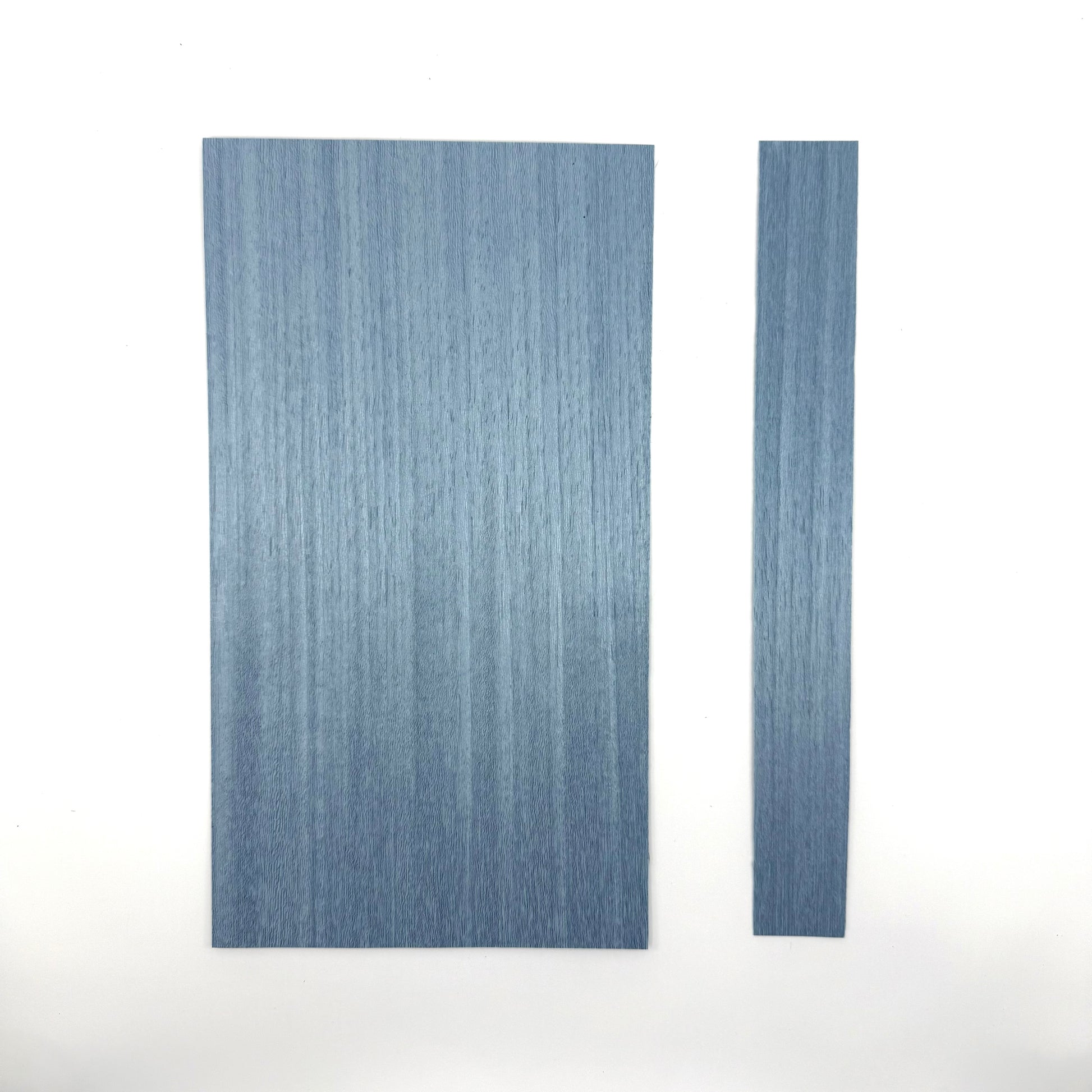 Blue Veneer for Pool Cues. 5.5" Sheets and 1.5" Strips. Both sizes 11" in length in .60mm thickness.