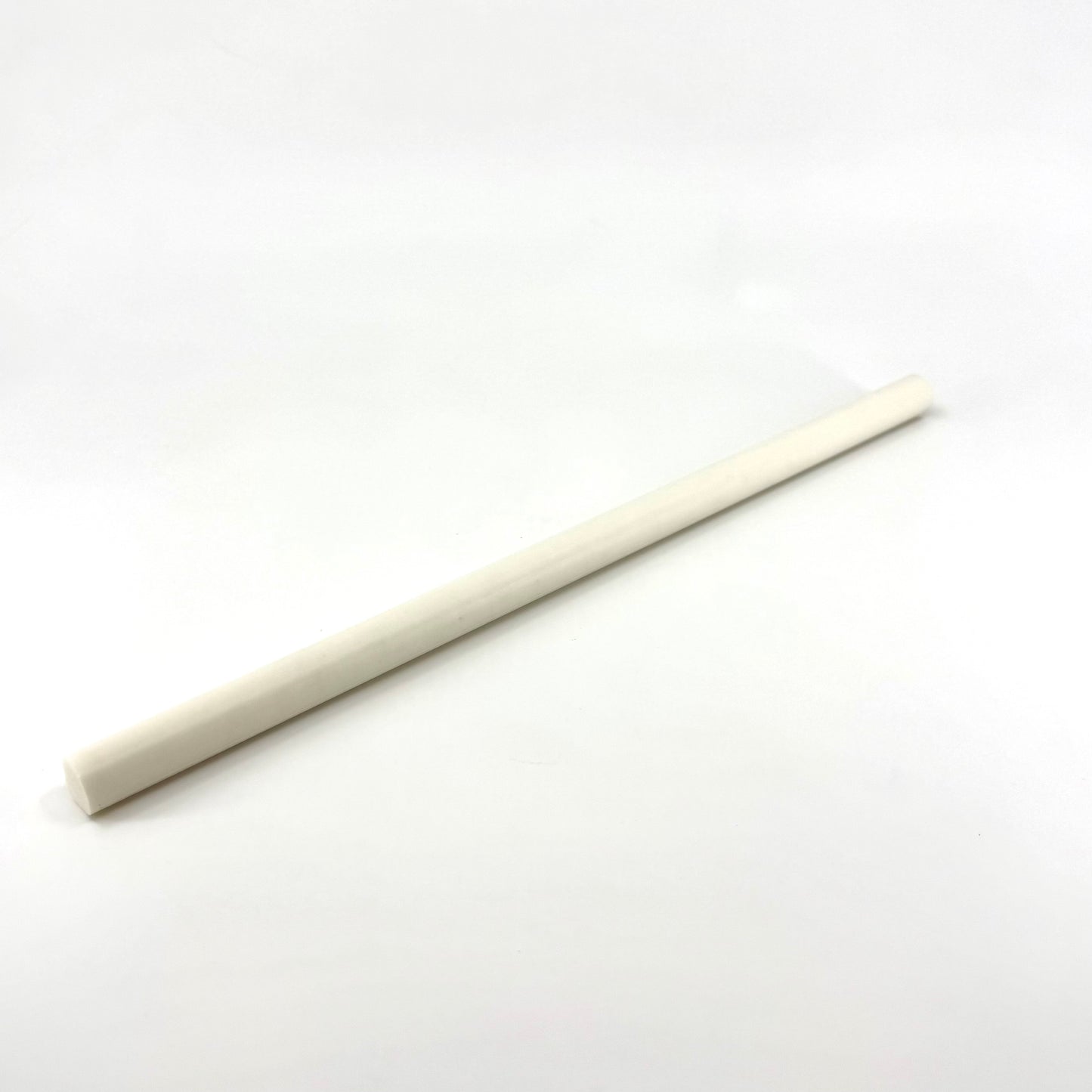 Classic White Ivory Pool Cue Ferrule Rod .562 x 12” on a white background