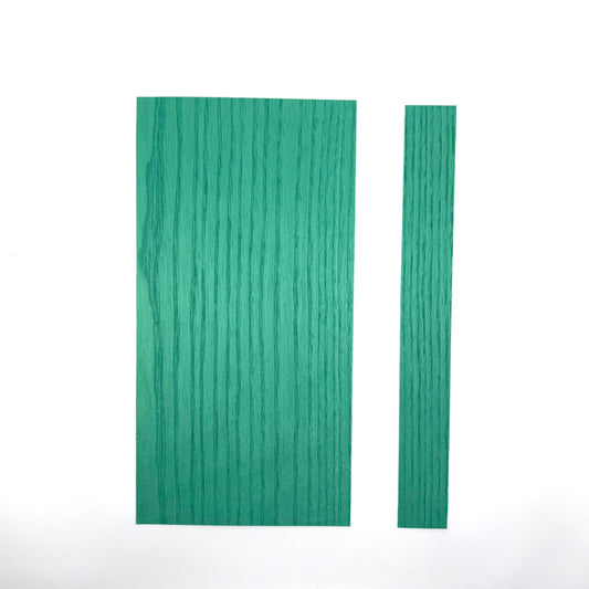 Green Veneer for Pool Cues. 5.5" Sheets and 1.5" Strips. Both sizes 11" in length in .60mm thickness.