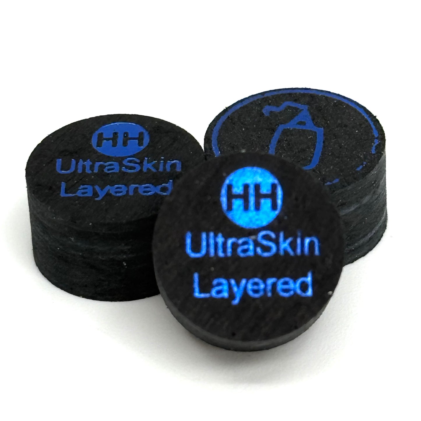 Image of 3 Pool_Cue_Tip_UltraSkin_Layered_Black_14mm_8_layer_Heavy Hitter