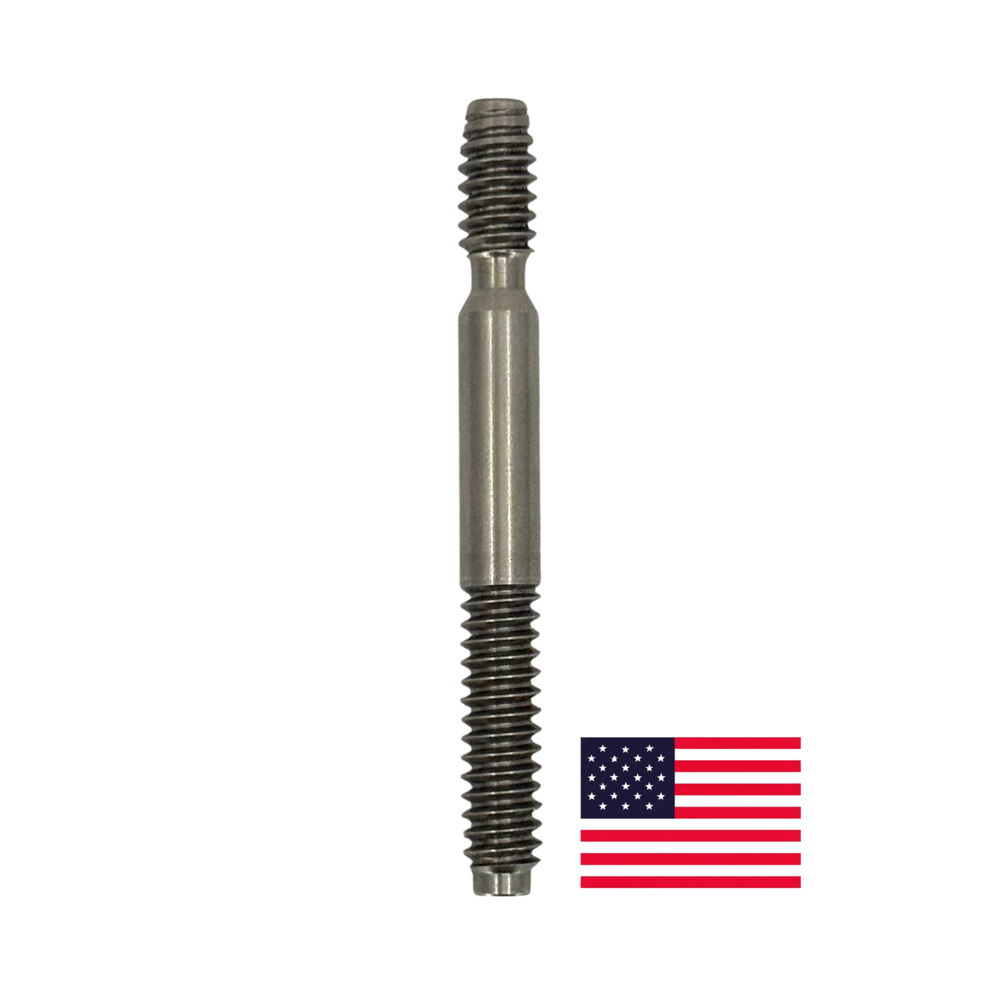 Stainless Steel 3/8-11 Joint Pin on white background with American flag