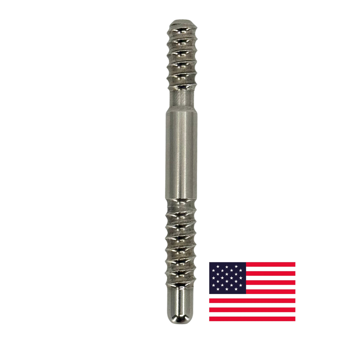 Stainless Steel 3/8 Radius Joint Pin on white background with American Flag (Comparable to Radial)