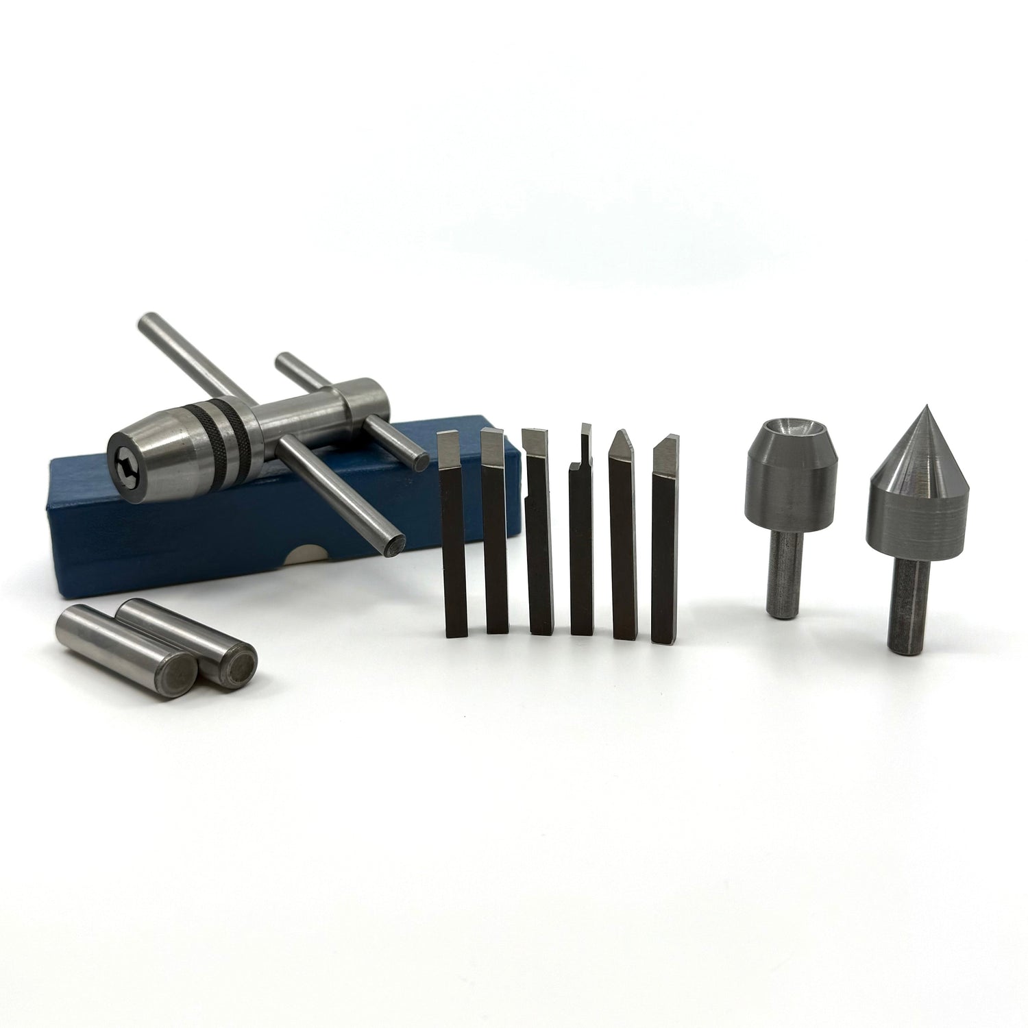 Lathe tools, Drive sets, Tapping Tool, Lathe Tools Bits, Lathe Pointed Live Center, Lathe Concave Live Center, Dowel Pins.