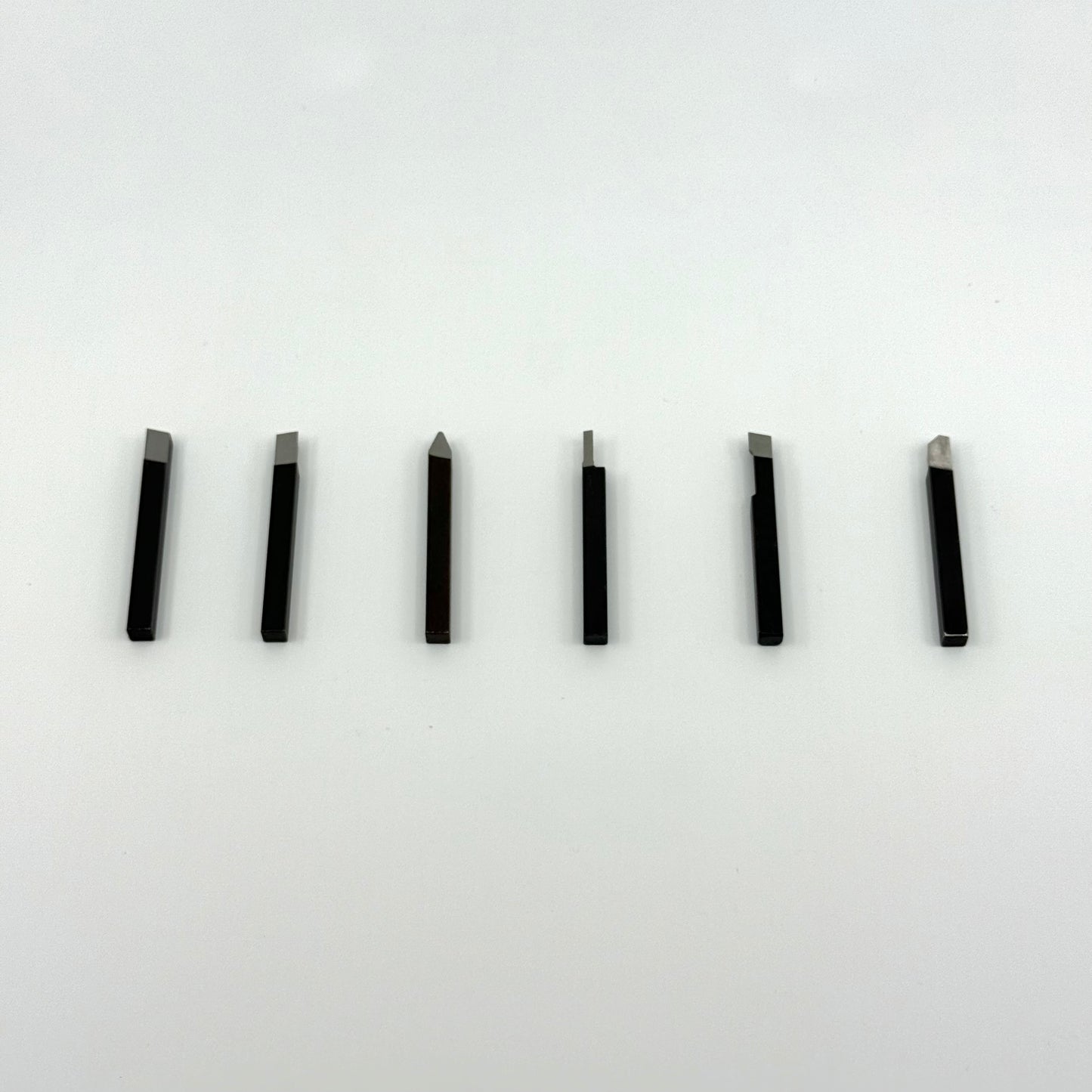 High Speed 1/4" Steel Tool Bit Set. 6 Pieces. Left Hand ,Right Hand ,45 Degree, Round Nose, Boring Bar, and Cut Off