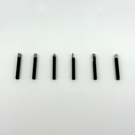 High Speed 1/4" Steel Tool Bit Set. 6 Pieces. Left Hand ,Right Hand ,45 Degree, Round Nose, Boring Bar, and Cut Off