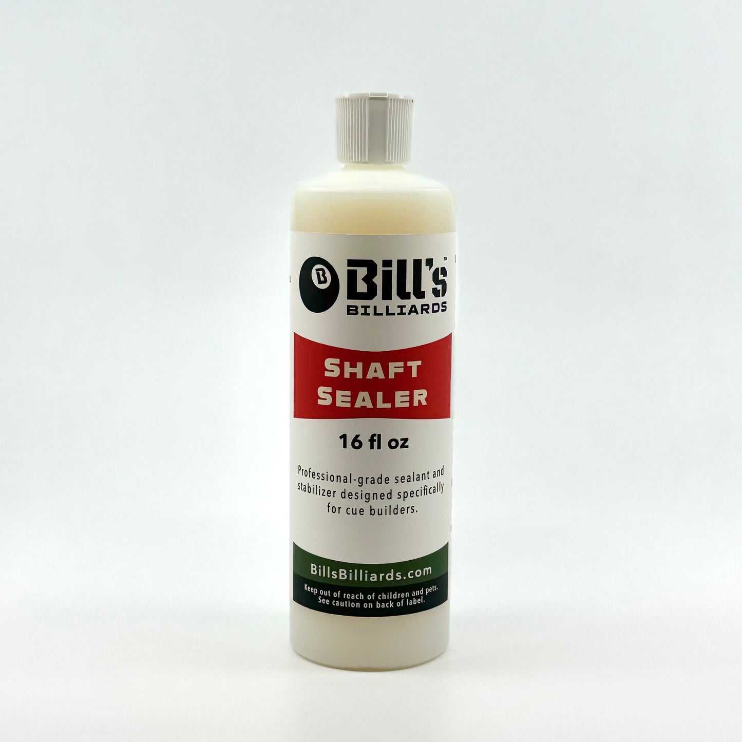 Bill’s Billiards Shaft Sealer – 16 fl oz bottle for professional pool cue building and repair. 