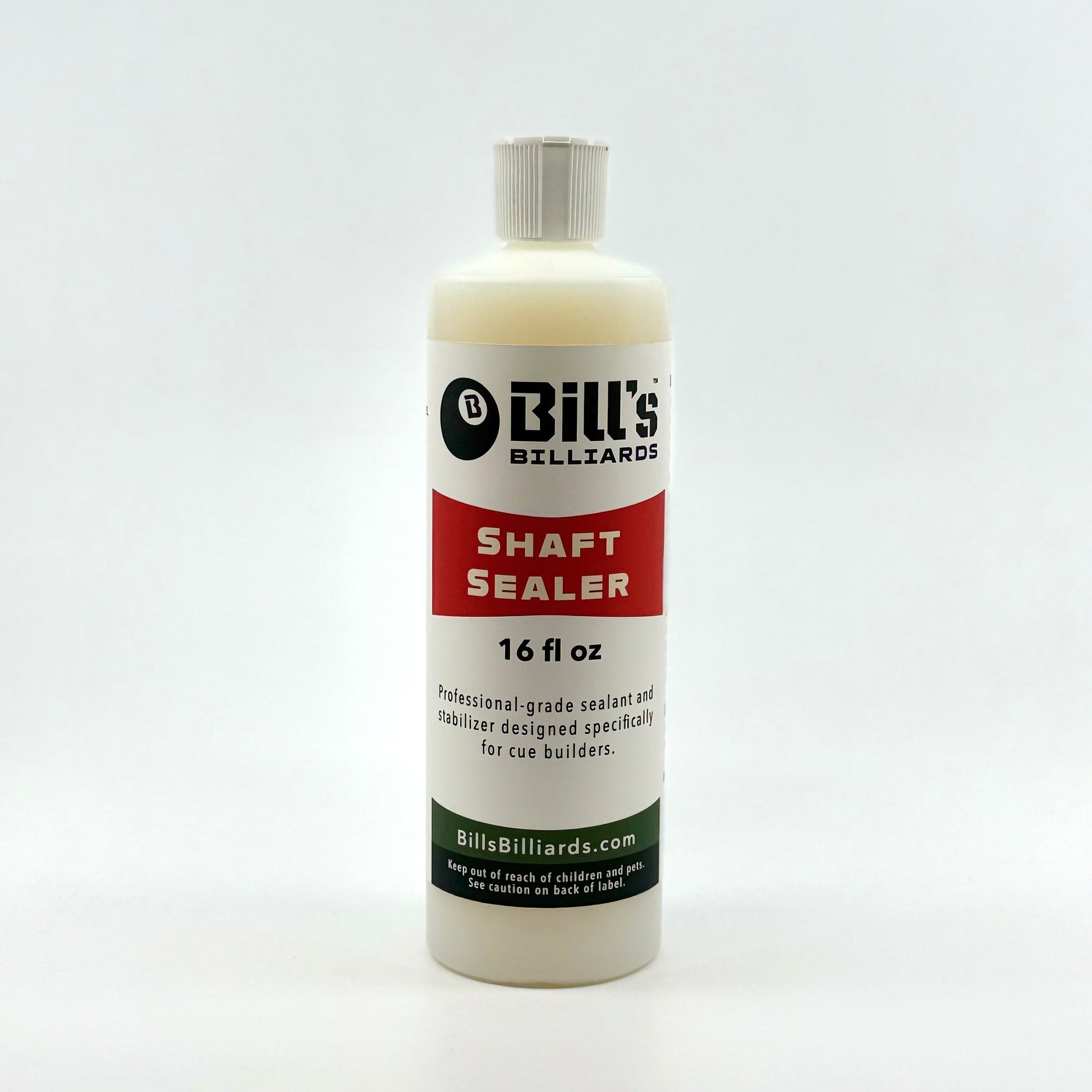 Bill’s Billiards Shaft Sealer – 16 fl oz bottle for professional pool cue building and repair. 