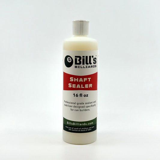 Bill’s Billiards Shaft Sealer – 16 fl oz bottle for professional pool cue building and repair. 