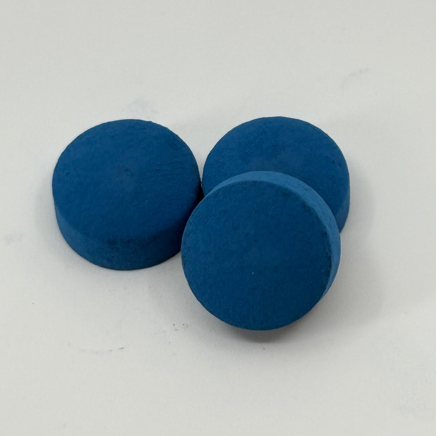 image of 3 Blue Knight Cue Tips – 14mm soft blue pressed leather tip made in the USA by Tweeten Fibre