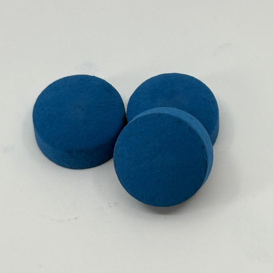 image of 3 Blue Knight Cue Tips – 14mm soft blue pressed leather tip made in the USA by Tweeten Fibre