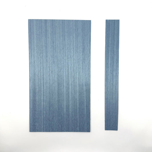 Blue Veneer for Pool Cues. 5.5" Sheets and 1.5" Strips. Both sizes 11" in length in .60mm thickness. 