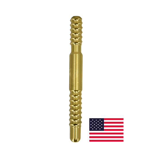Brass 3/8 Radius Joint Pin on white background with American Flag. (Comparable to Radial) 