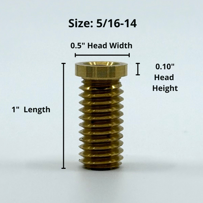 Brass Insert 5/16-14, for Billiards Pool Cue. Side view with specifications.  