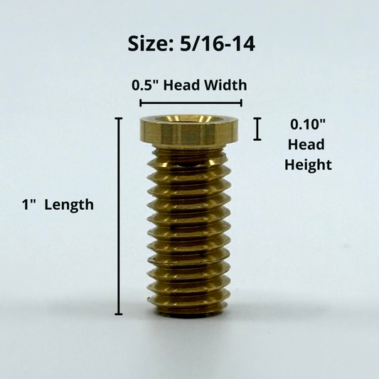Brass Insert 5/16-14, for Billiards Pool Cue. Side view with specifications.  