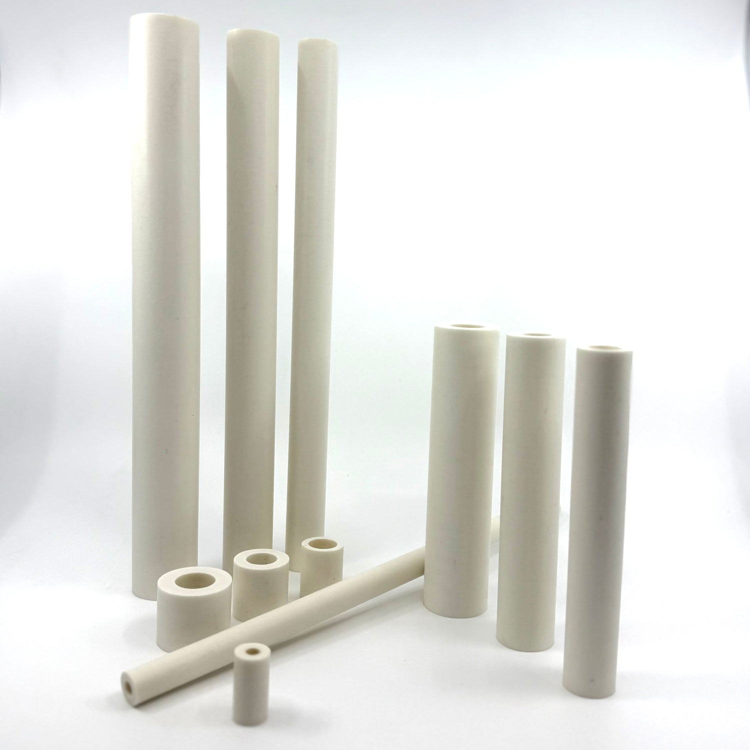 CueForm Classis White Ivory Melamine, 12", 6" and 1.1", tubes and ferrules for billiard pool cues. Cue components.  