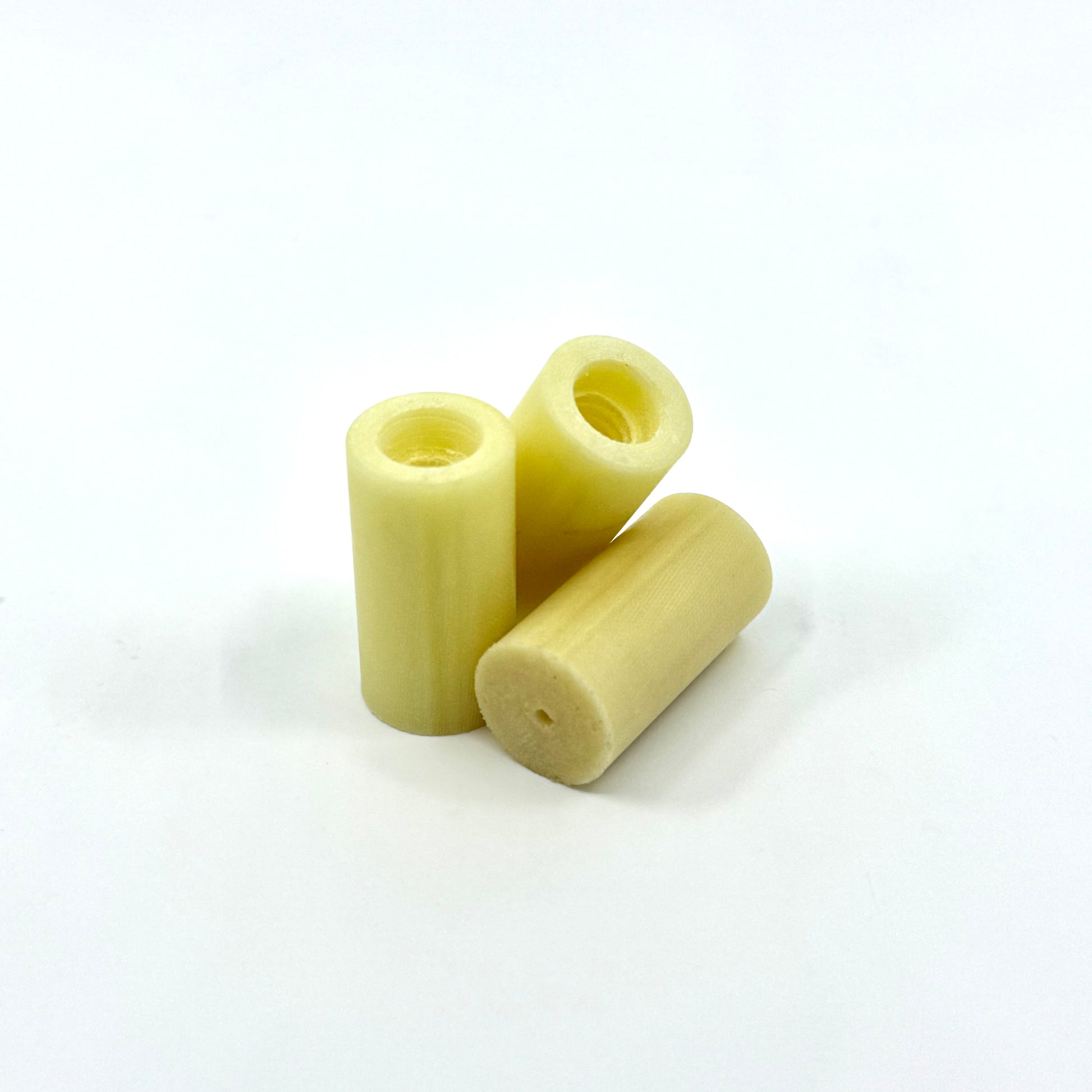 CueForm Vintage Yellow Ivory™ Micarta Ferrule.562 X 1.1" Tapped, Threaded with Glue Relief Hole. Group of 3. 