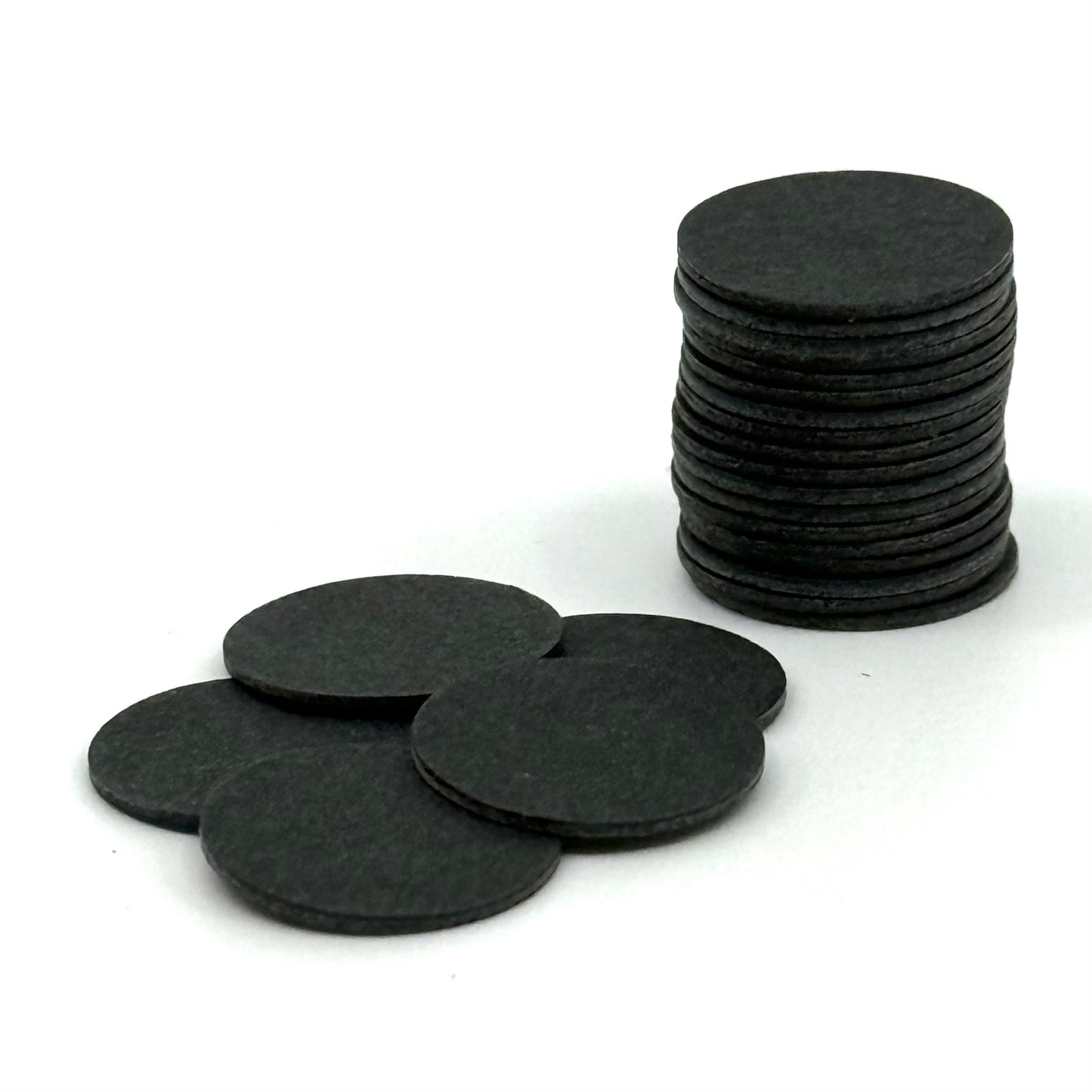 Cue Tip Fiber Ferrule Pads. 14mm .031" thickness. Black.