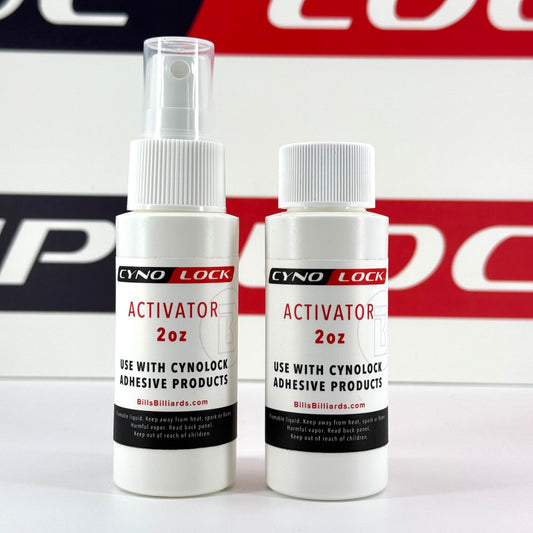 Shown are two Cyno-Lock Activator 2oz, Spray Bottles, one with a cap, one without.  