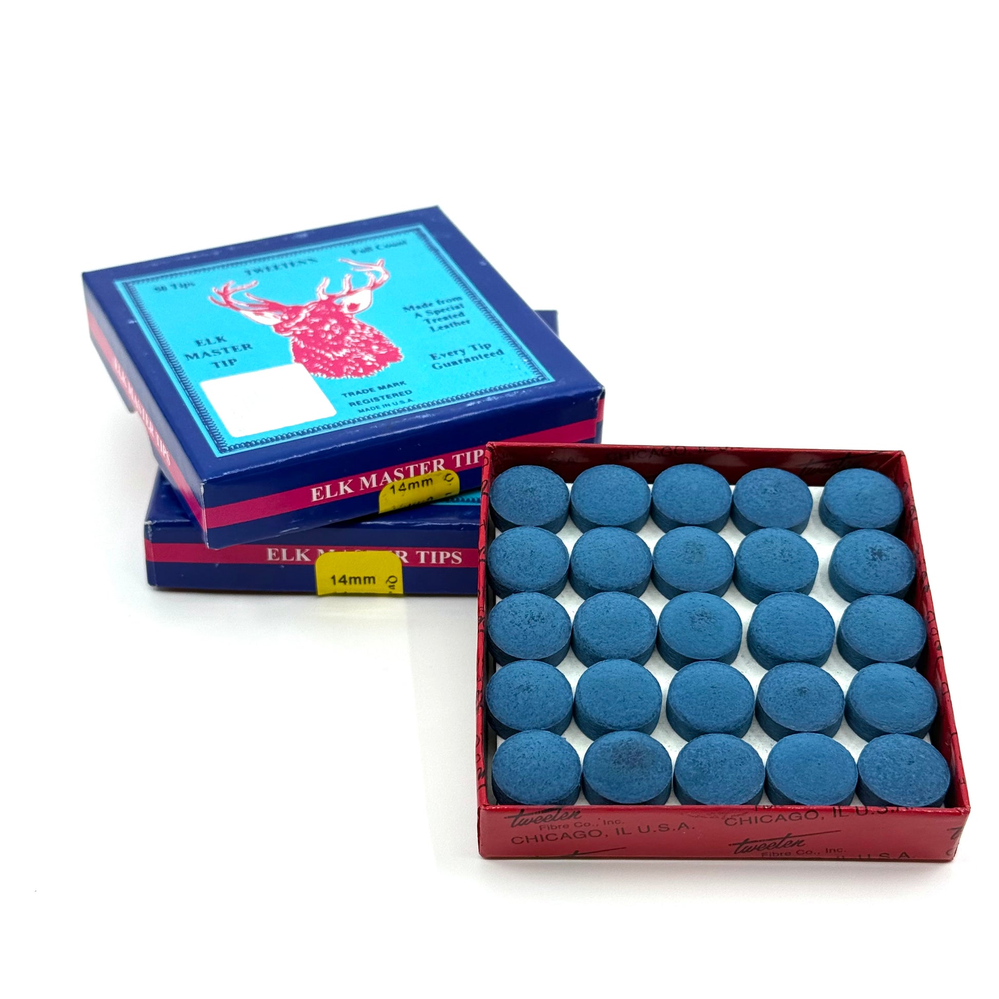 Elk Master Tips 14mm Leather Pool Cue Tips, Medium-Hard – Box of 50 by Tweeten Fibre Company