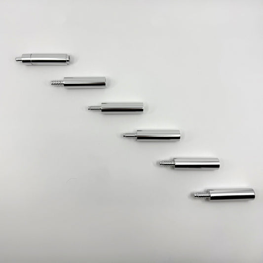 Billiard Pool Cue Drive Pin. Full_Set_Uni-Loc_Radial_5_16-14_5_16-18_3_8-10_3_8-11. Image of all six joints. 