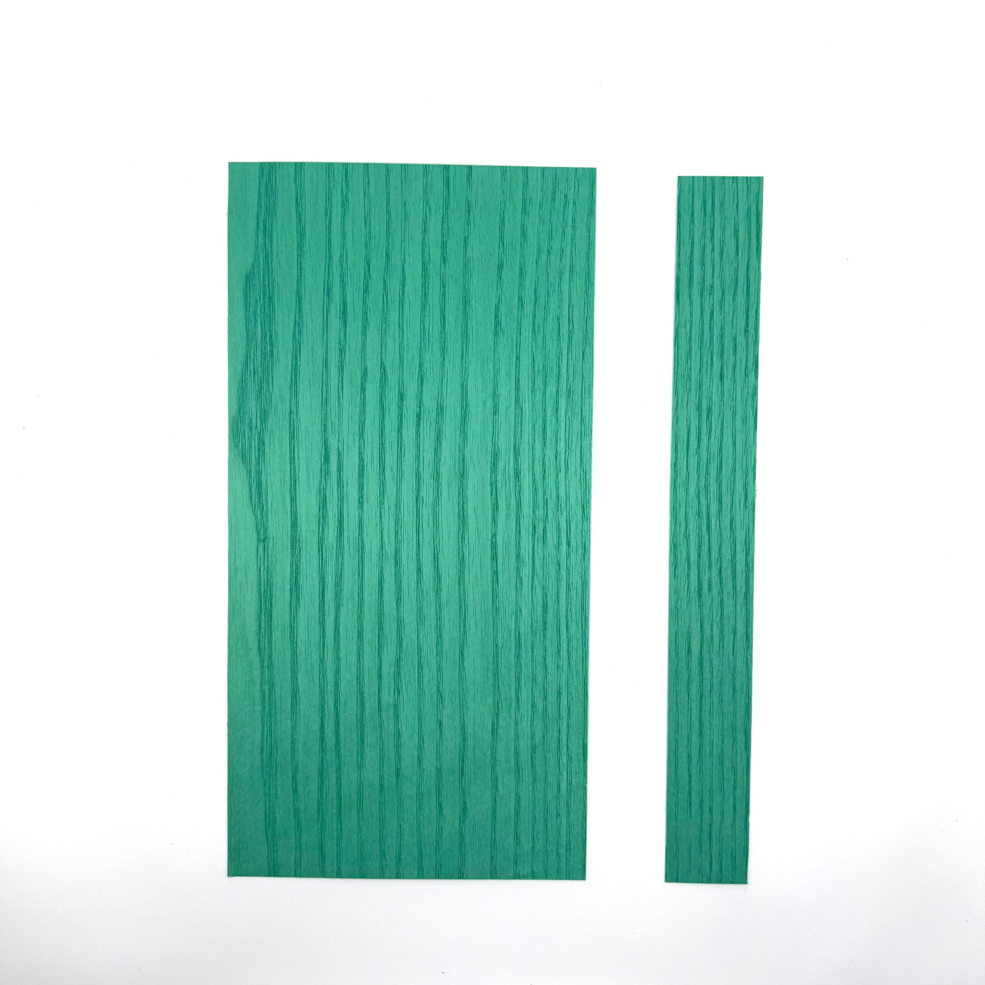 Green Veneer for Pool Cues. 5.5" Sheets and 1.5" Strips. Both sizes 11" in length in .60mm thickness. 