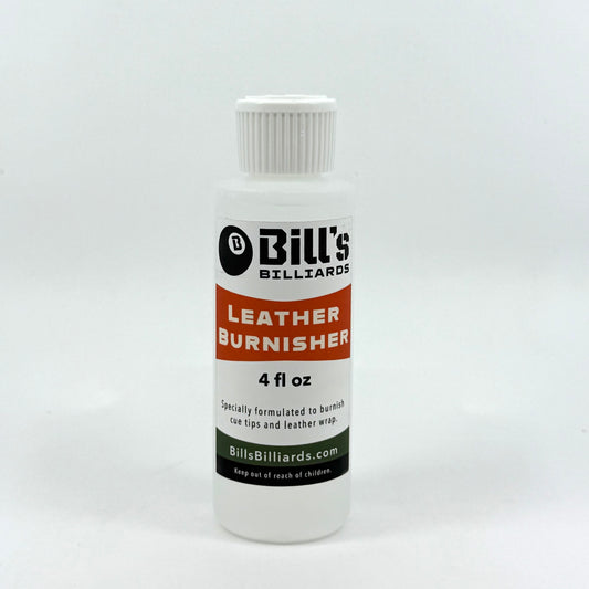 Bills Billiards bottle of leather burnisher for billiard pool cues. 1 Bottle. 4 fl oz. 