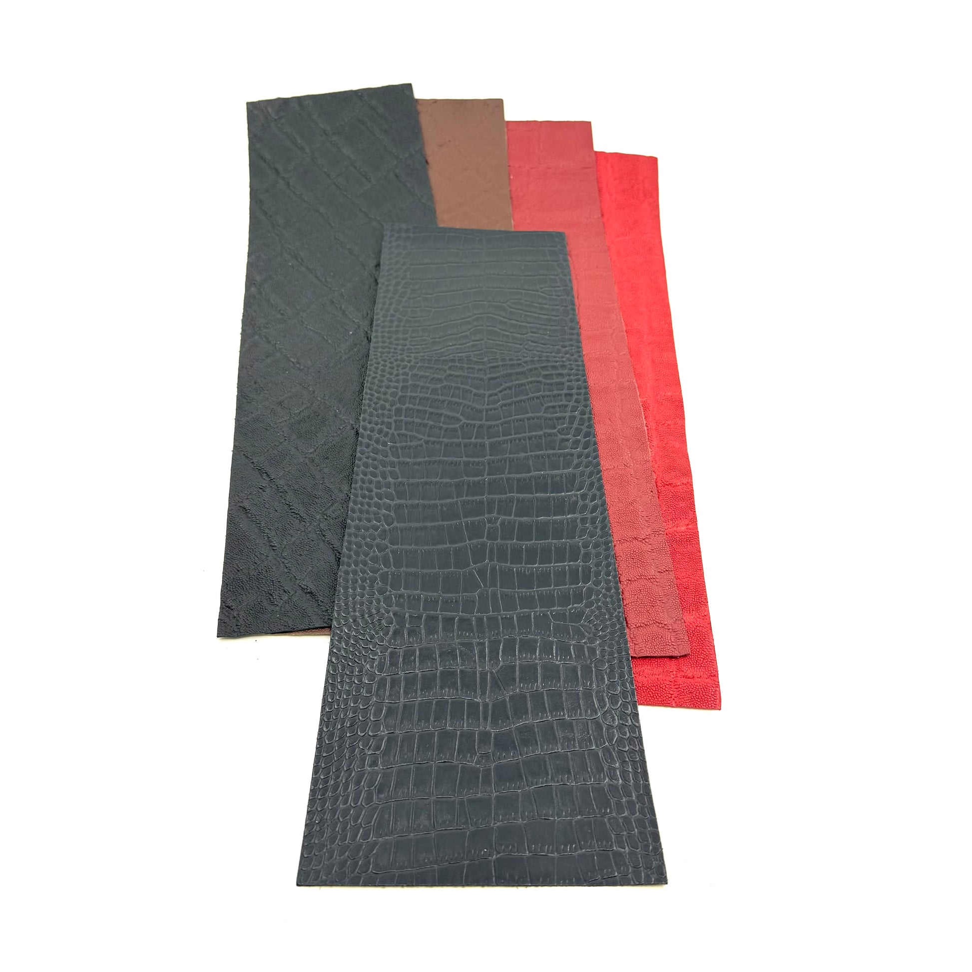 Pool Cue Leather Wrap, Crocodile Belly Black, 13" Tapered.