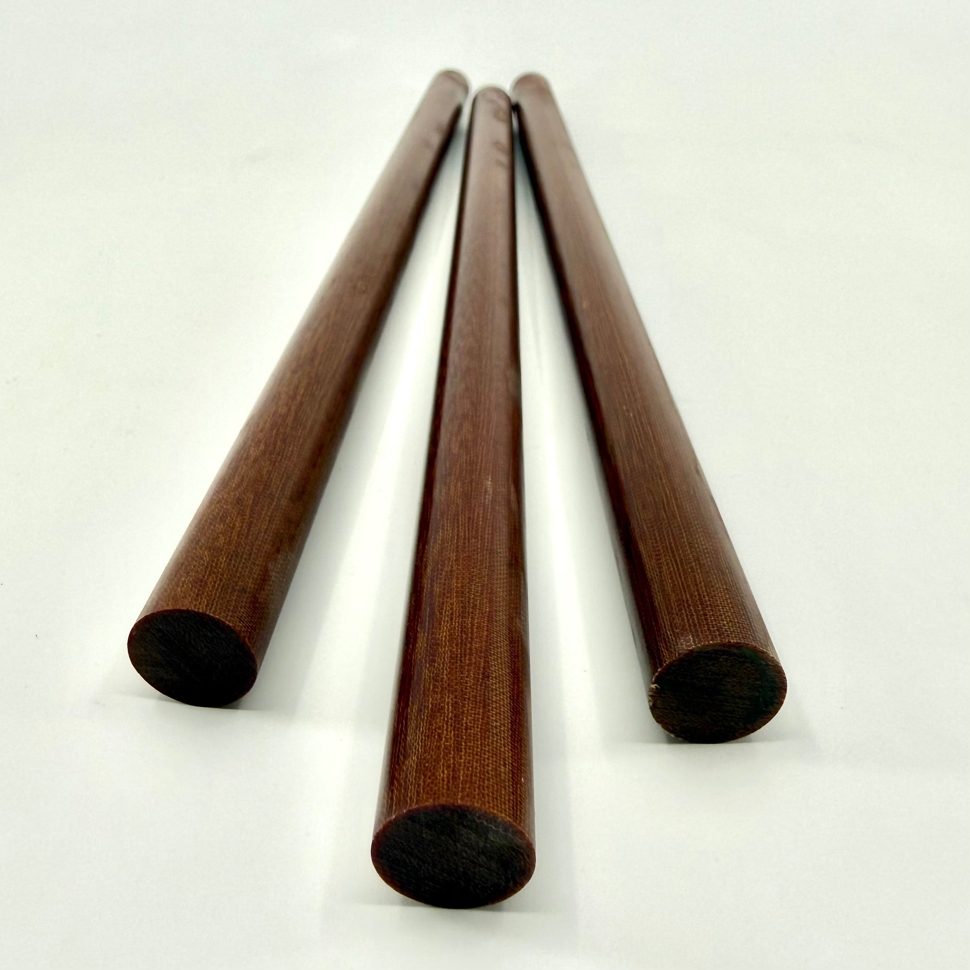 Three Pool Cue Phenolic Rods Walnut Brown 12" length .625 Diameter 