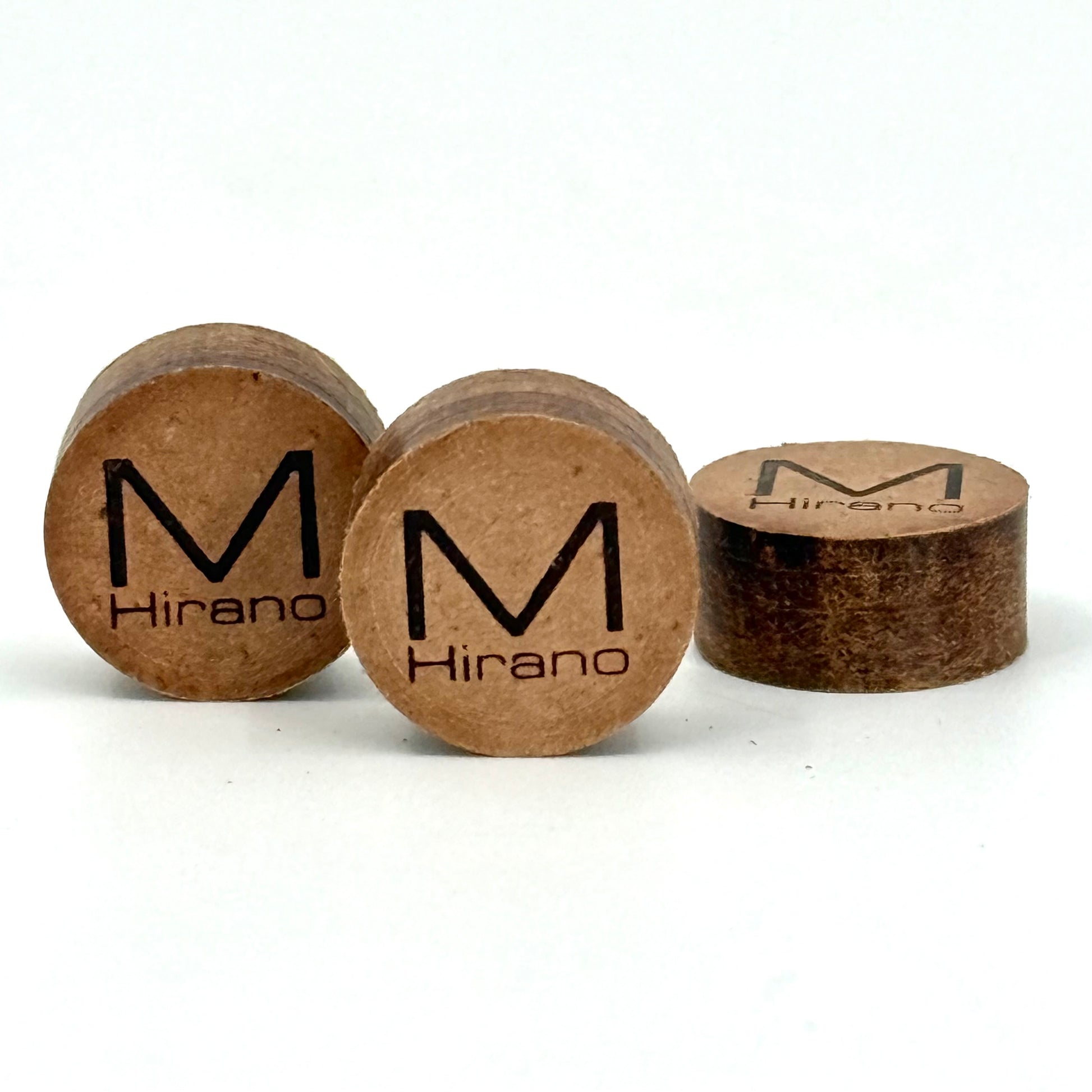 Image of 3 Hirano Pool Cue Tips – 14mm 4-layer Japanese pigskin cue tip in soft, medium, or hard hardness. 