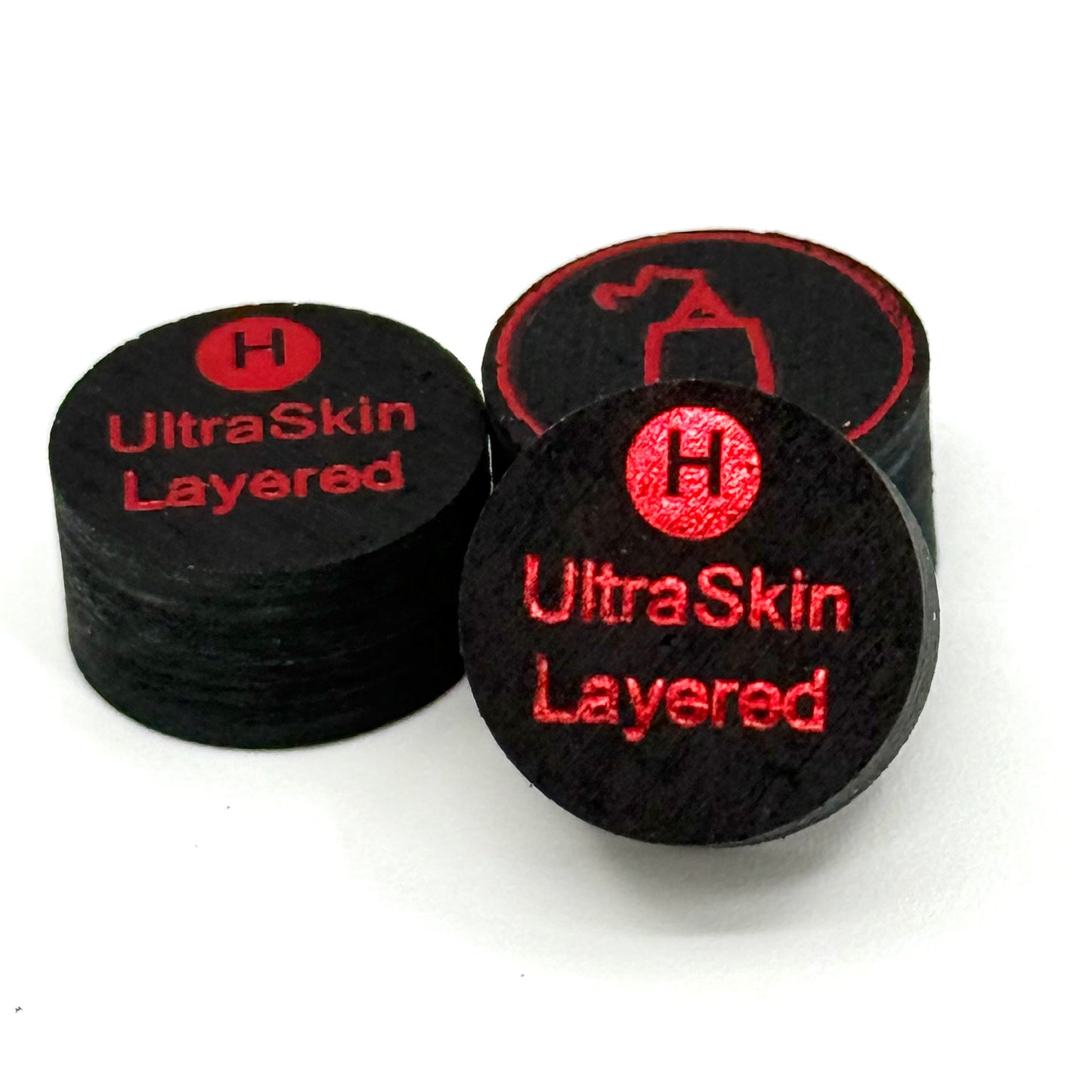 Image of 3 Pool_Cue_Tip_UltraSkin_Layered_Black_14mm_8_layer_Hard