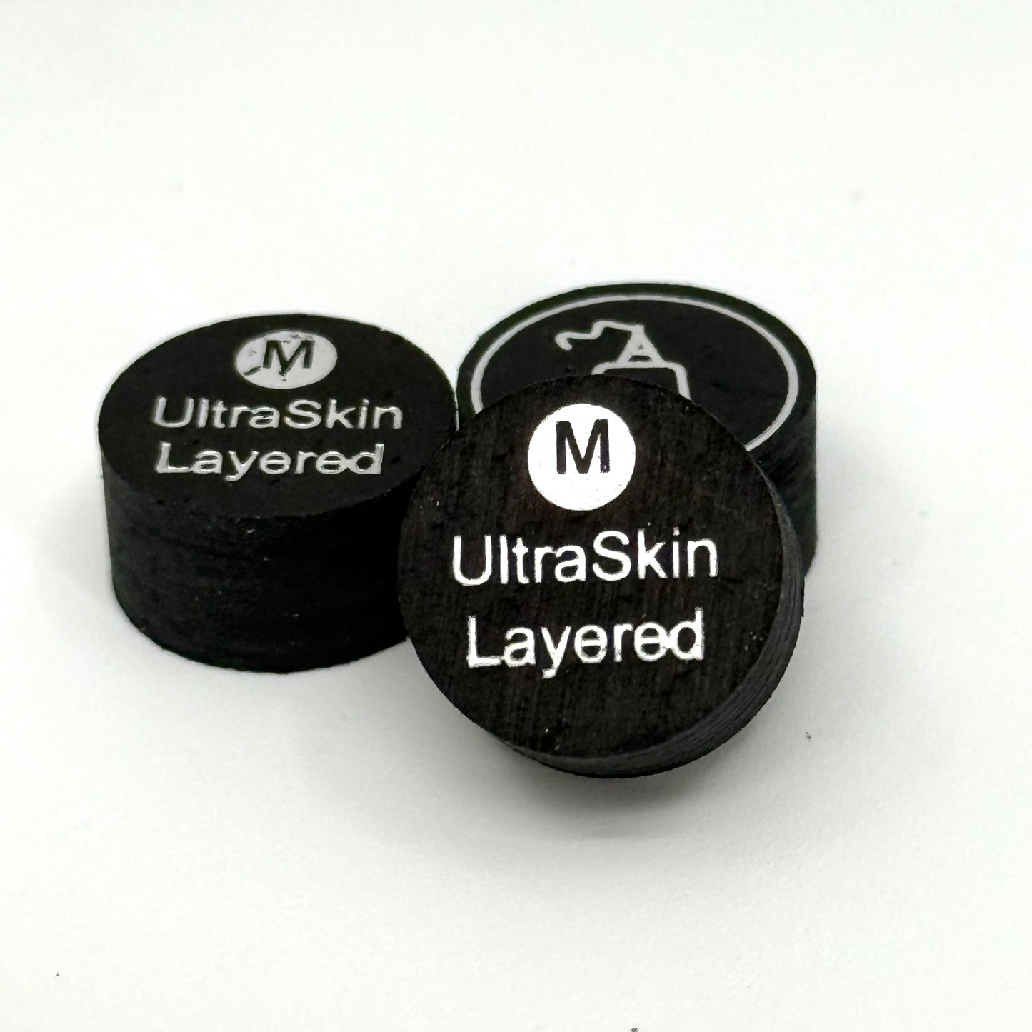 Image of 3 Pool_Cue_Tip_UltraSkin_Layered_Black_14mm_8_layer_Medium