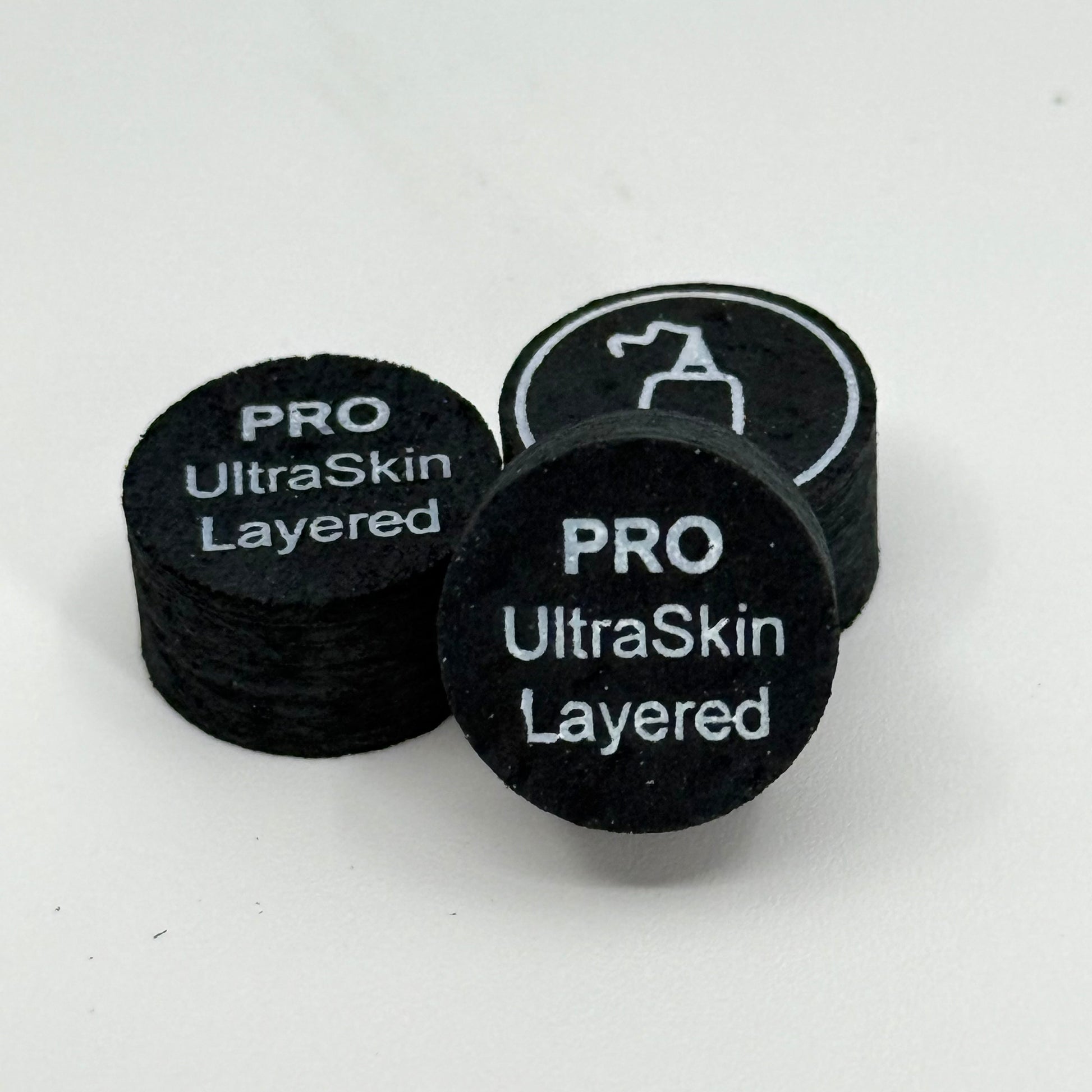 Image of 3 Pool Cue Tip UltraSkin Layered Black 14mm, 8 layer Pro