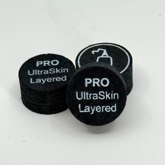 Image of 3 Pool Cue Tip UltraSkin Layered Black 14mm, 8 layer Pro