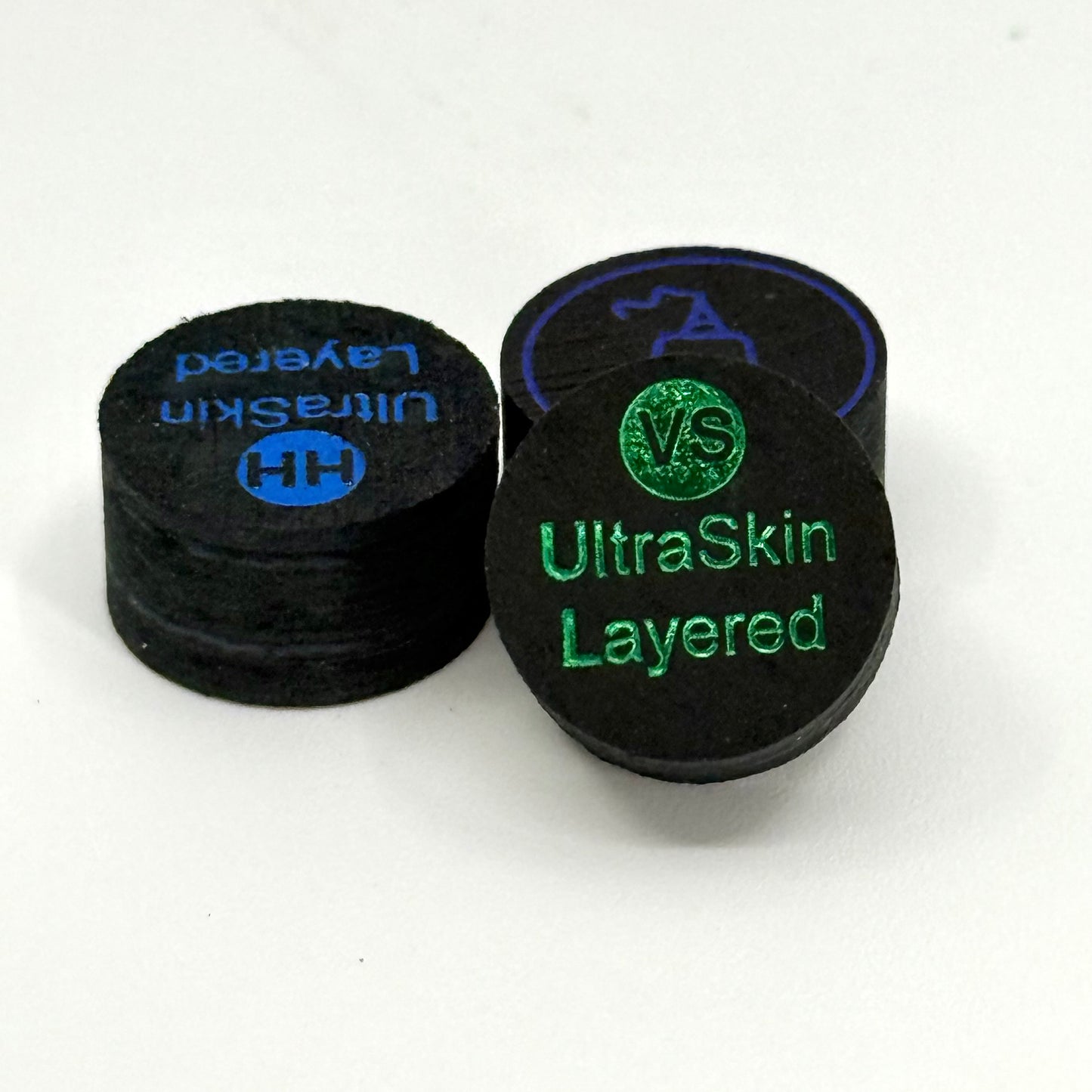 Image of 3 Pool_Cue_Tip_UltraSkin_Layered_Black_14mm_8_layer_Very Soft