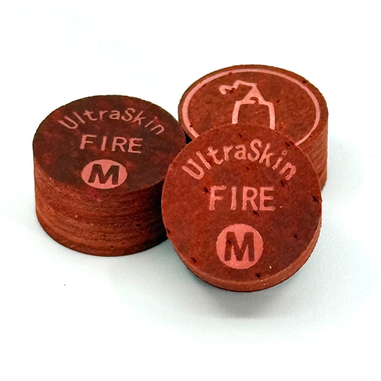 Image of 3 Pool Cue Tip UltraSkin Layered Fire 14mm 8 layer Medium 