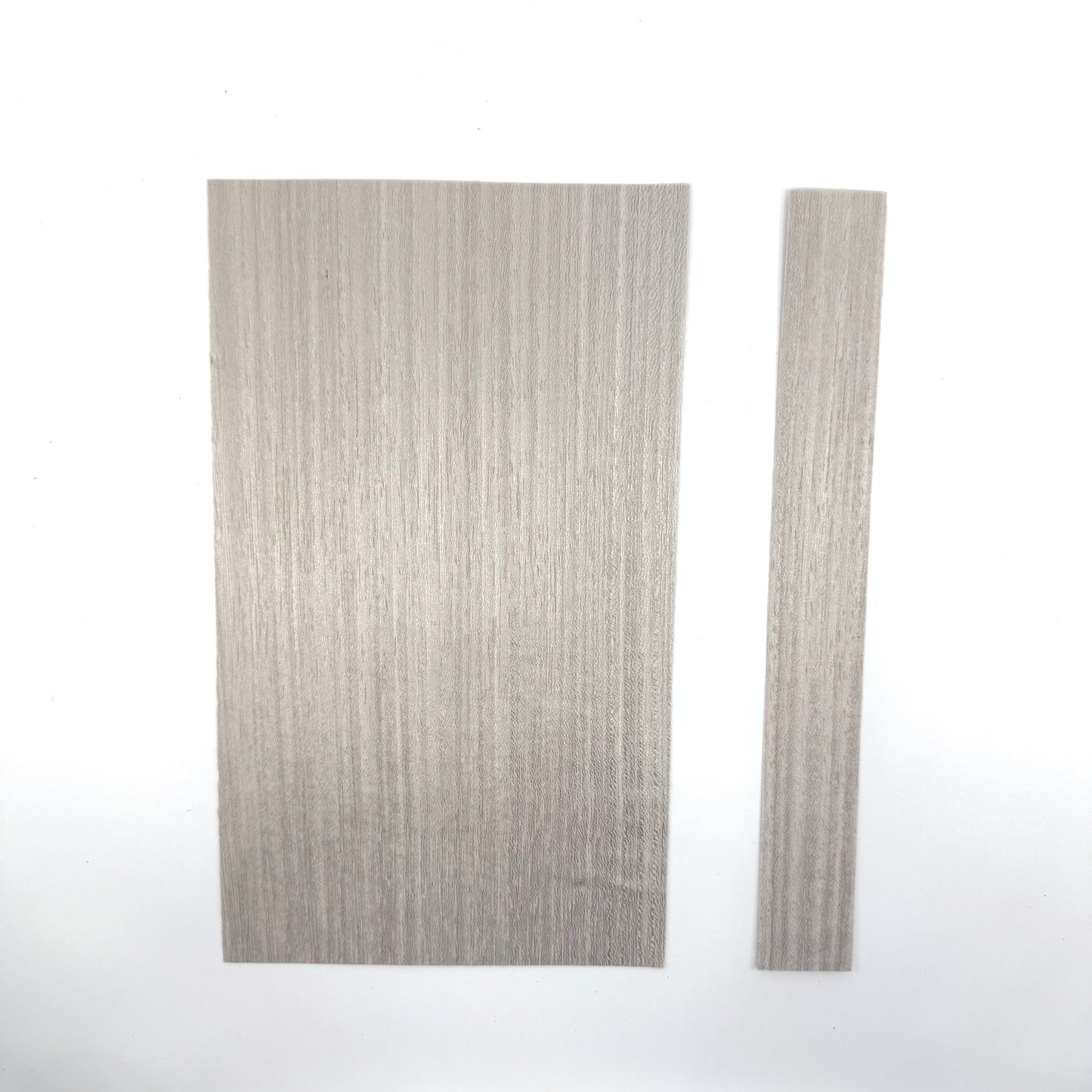 Silver Veneer for Pool Cues. 5.5" Sheets and 1.5" Strips. Both sizes 11" in length in .60mm thickness. 