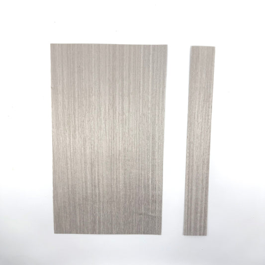 Silver Veneer for Pool Cues. 5.5" Sheets and 1.5" Strips. Both sizes 11" in length in .60mm thickness. 