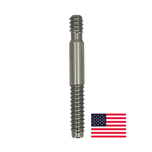 Stainless Steel 3/8-10 Joint Pin on white back ground with American flag  