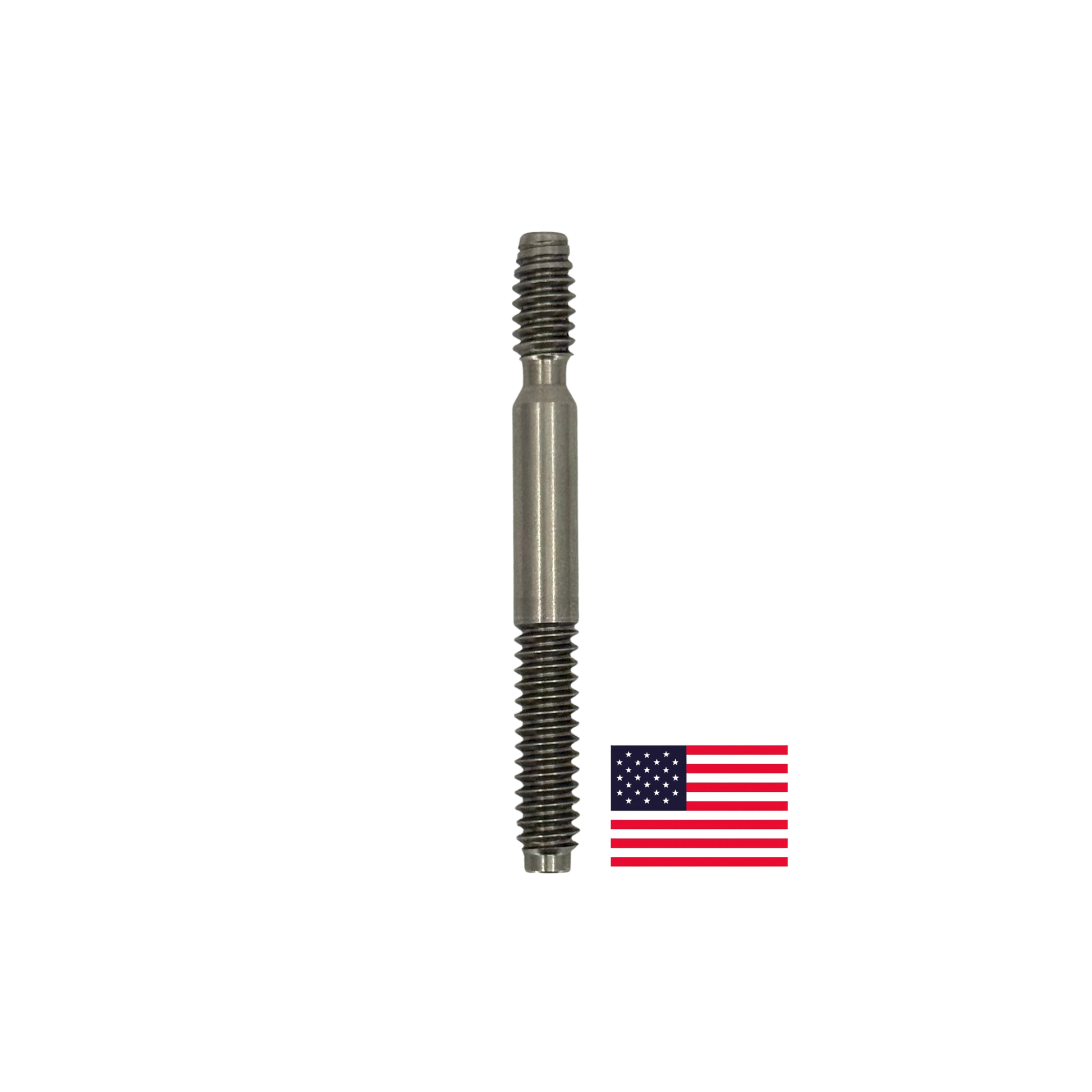 Stainless Steel 3/8-11 Joint Pin  on white background with American flag 