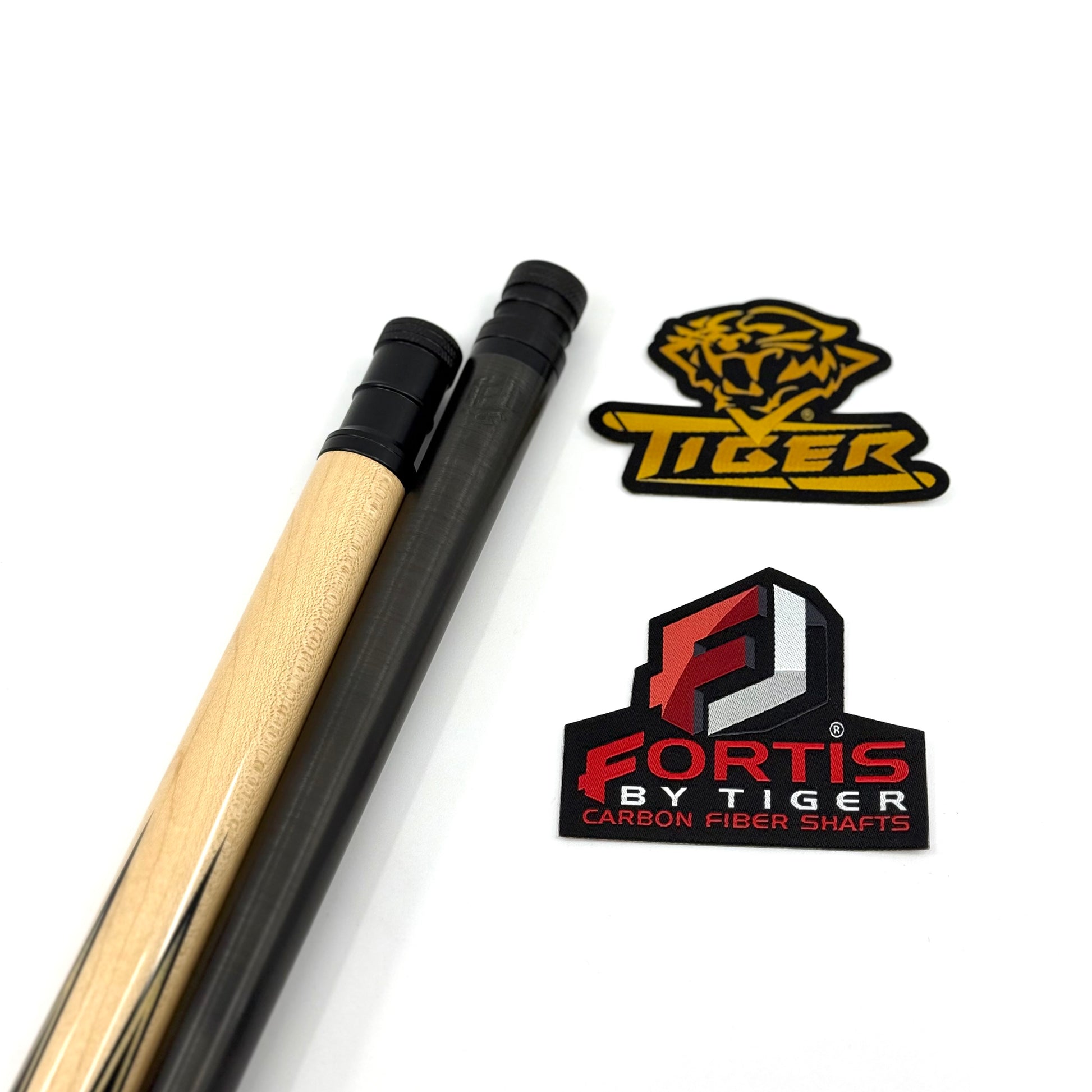 Tiger Traveler Cue: 58" length, 19 oz, SNIPER 12.5mm tip, Fortis LD shaft, 21.6 mm joint, stainless Tiger pin, Saber-T® ferrule, joint protector. 
