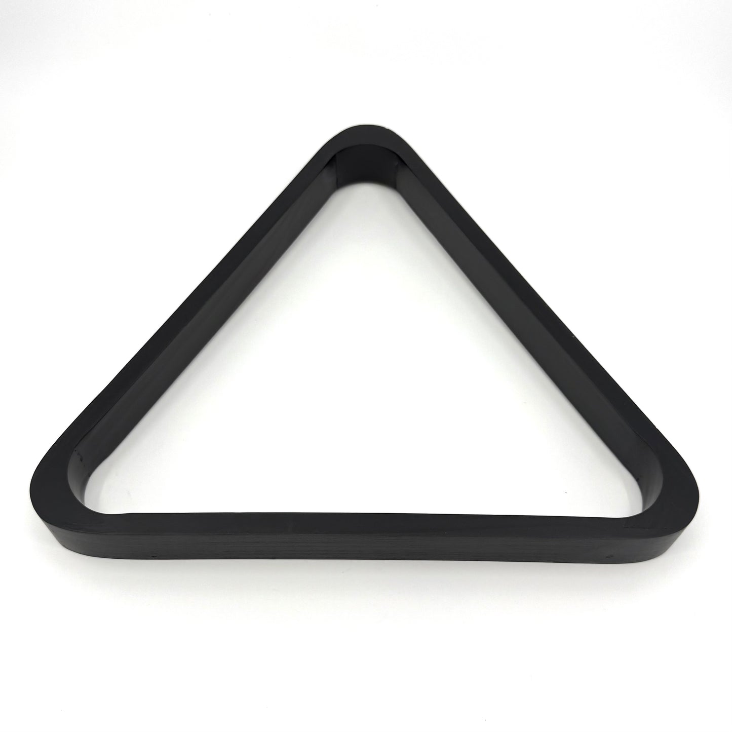 One black wooden triangle pool ball rack – available in black finish. Fits standard 2-1/4" billiard balls.