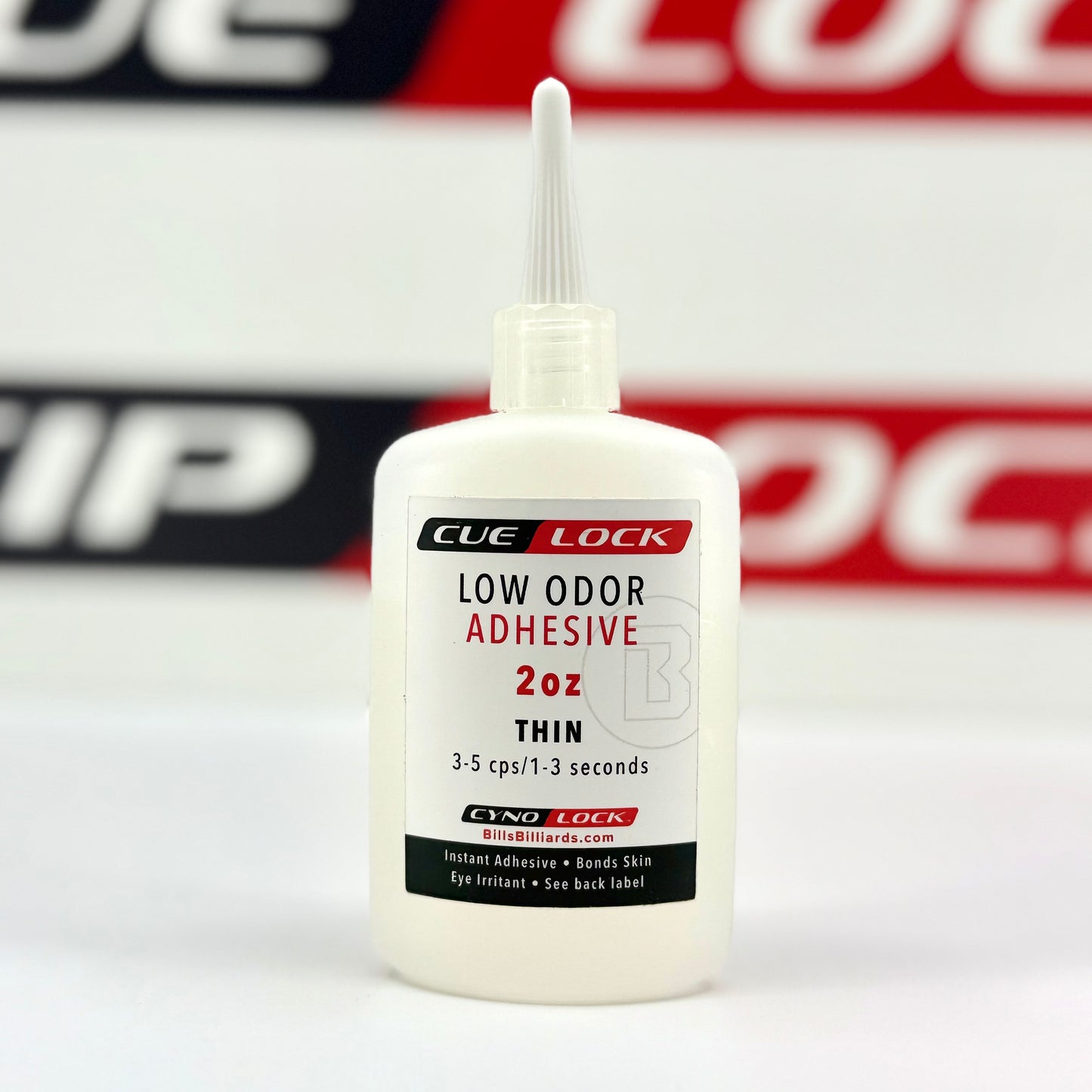 Cue-Lock Low Odor Thin Viscosity Cyanoacrylate Adhesive – 2 oz bottle for safe, odorless cue finishing and bonding