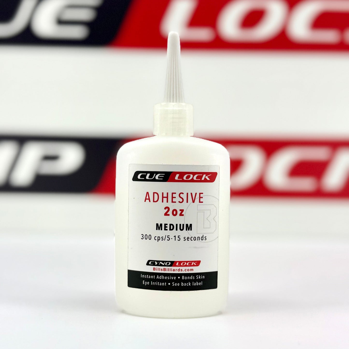 Cue-Lock Medium Viscosity Cyanoacrylate Adhesive – 2 oz bottle for general-purpose cue bonding and repair