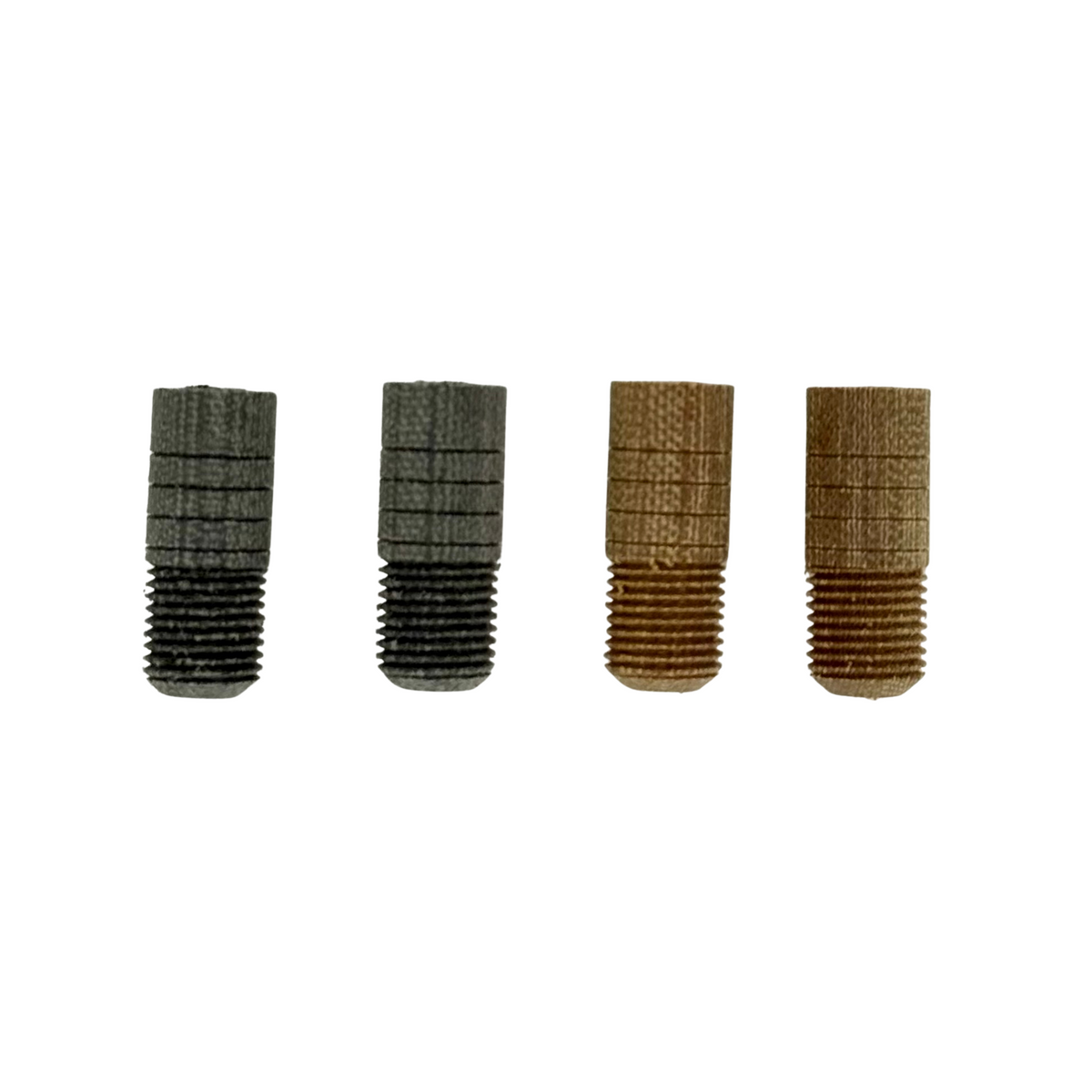 Four phenolic cue joint inserts in brown and black for pool cue making and repair